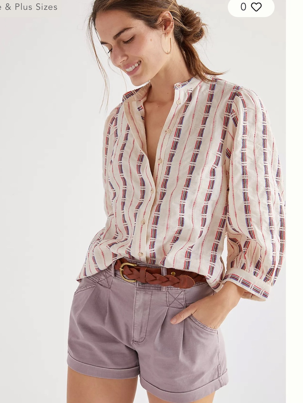 Pilcro and the Letterpress Cream Button-Down Blouse